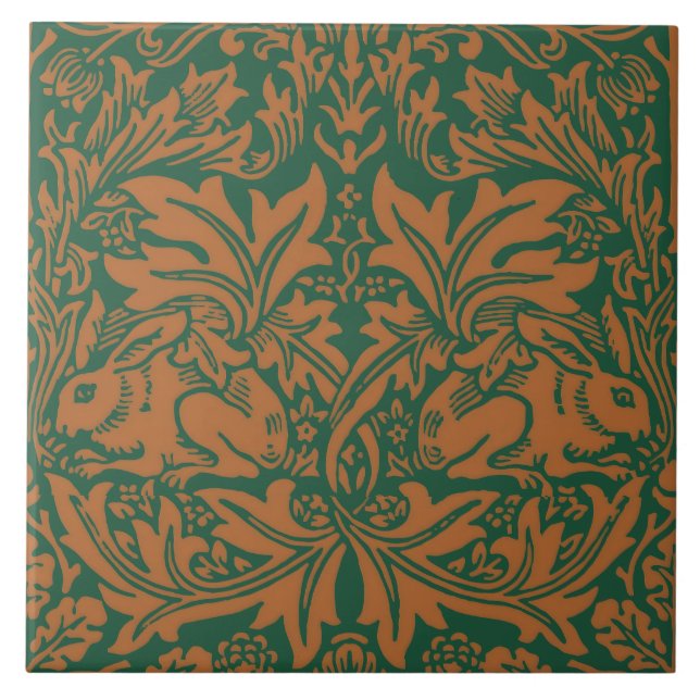 William Morris Brother Rabbit Amber Svart Mönster Kakelplatta (Framsidan)