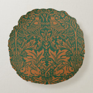 William Morris Brother Rabbit Amber Svart Mönster Rund Kudde