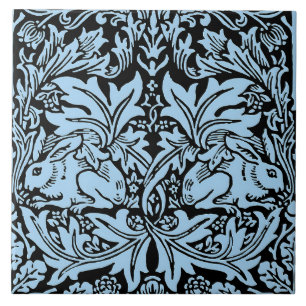 William Morris Brother Rabbit Ljusblå Svart Kakelplatta