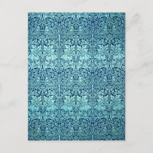 William Morris Brother Rabbit Mönster i Blue Vykort