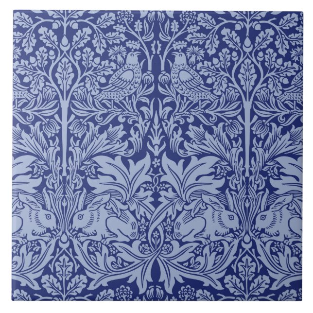 William Morris Brother Rabbit Two-Tone Blue Kakelplatta (Framsidan)