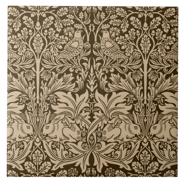 William Morris Brother Rabbit Two-Tone Brown Kakelplatta (Framsidan)