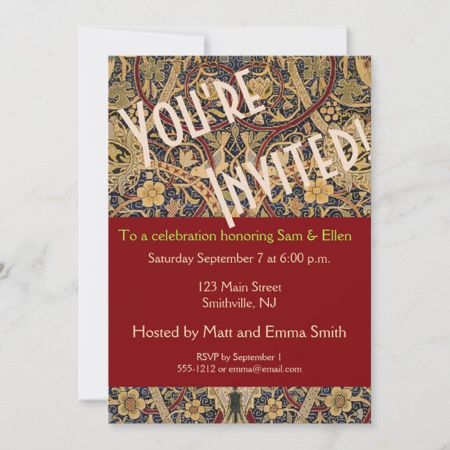 William Morris Bullerswood Faux Tapestry Inbjudningar (Framsida)