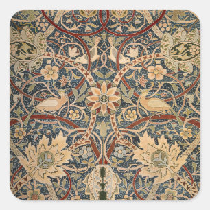 William Morris Bullerswood Vintage Fågelkonst Fyrkantigt Klistermärke