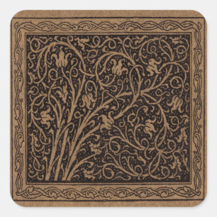William Morris Campion Präglad Läderdamast Fyrkantigt Klistermärke