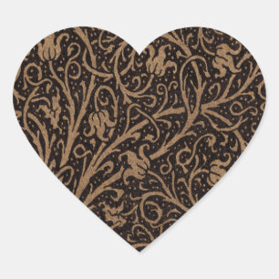 William Morris Campion Präglad Läderdamast Hjärtformat Klistermärke