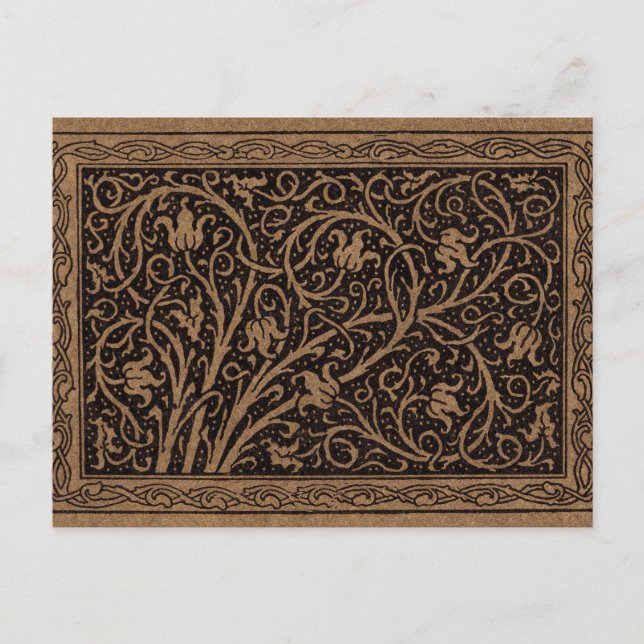 William Morris Campion Präglad Läderdamast Vykort (Framsida)