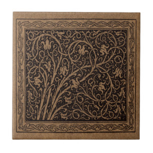 William Morris Campion Präglat Läder Damast Kakelplatta