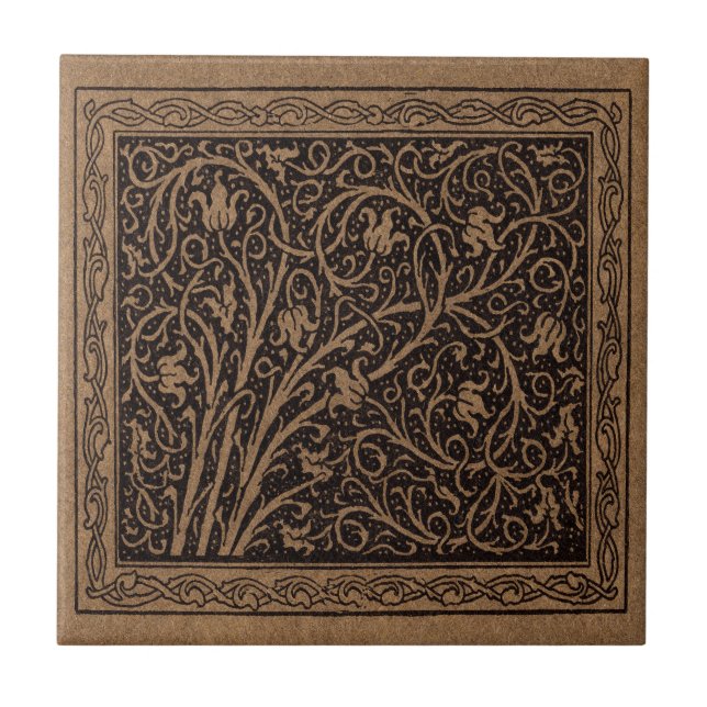 William Morris Campion Präglat Läder Damast Kakelplatta (Framsidan)