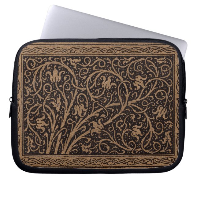 William Morris Campion Präglat Läder Damast Laptop Fodral (Framsidan)
