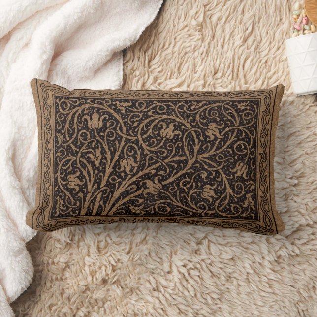 William Morris Campion Präglat Läder Damast Lumbarkudde (Filt)