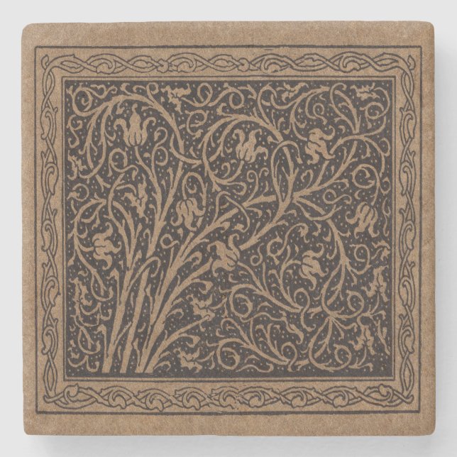 William Morris Campion Präglat Läder Damast Stenunderlägg (Framsidan)
