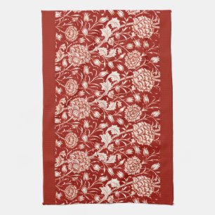 William Morris Carnation Print, Deep Red and White Kökshandduk