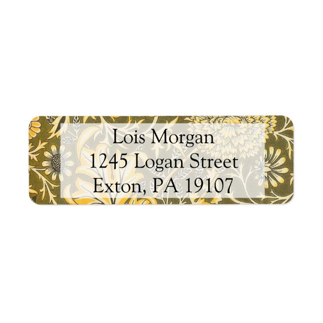 William Morris Cherwell Design for Velveteen Returadress Etikett (Framsidan)