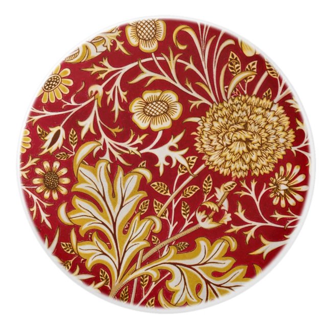 William Morris Cherwell Floral Pattern Red Knopp (Framsidan)