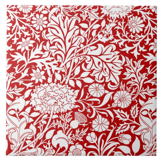 William Morris "Cherwell" i Red & White Kakelplatta (Framsidan)