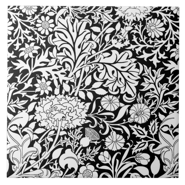 William Morris"Cherwell" i Svarta & vita Kakelplatta (Framsidan)