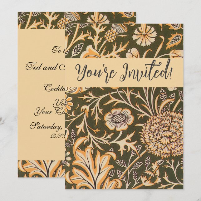 William Morris Cherwell Tapet Mönster Inbjudningar (Fram/baksida)