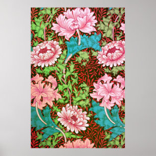 William Morris Chrysanthemum Blommigt Tapet Poster