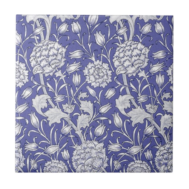 William * Morris Chrysanthemum Flower Lila Blue Kakelplatta (Framsidan)