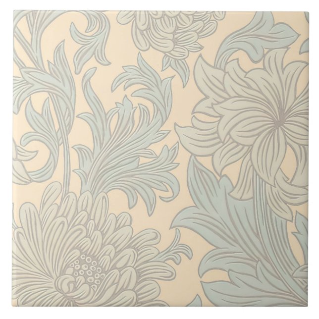 William Morris Chrysanthemum Mönster Ceramic Tile Kakelplatta (Framsidan)