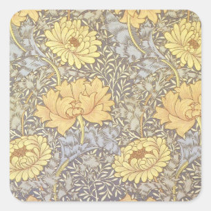 William Morris Chrysanthemum Morsa Flowers Fyrkantigt Klistermärke