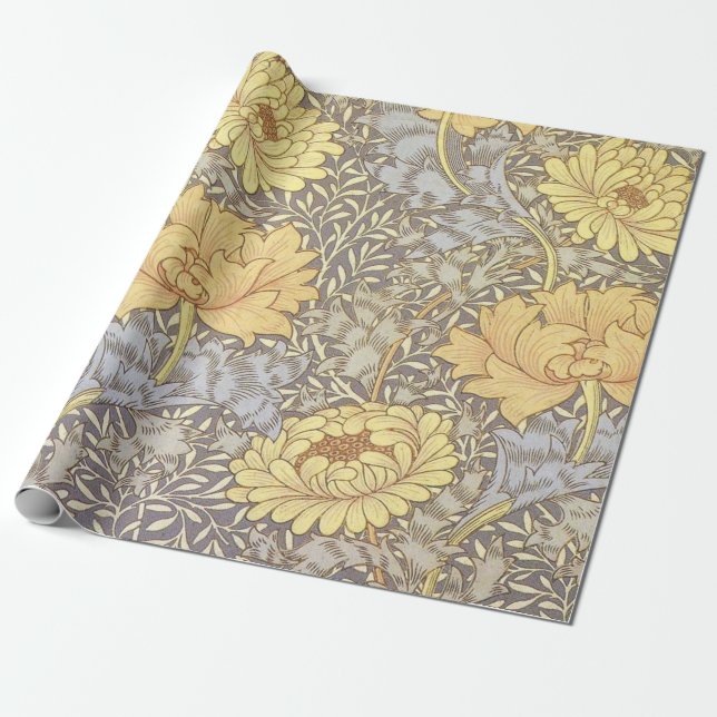 William Morris Chrysanthemum Morsa Flowers Presentpapper (Utrullad)