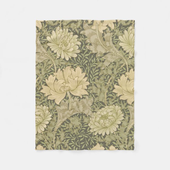 William Morris Chrysanthemum Sage Flower Fleecefilt (Framsidan)