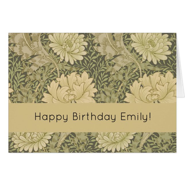 William Morris Chrysanthemum Sage Flower Hälsningskort (Framsidan Horizontal)