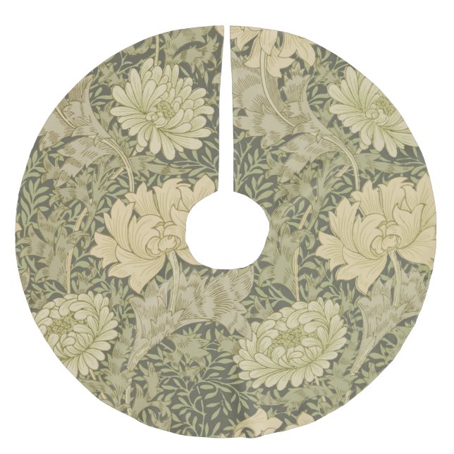 William Morris Chrysanthemum Sage Flower Julgransmatta Borstad Polyester (Framsidan)