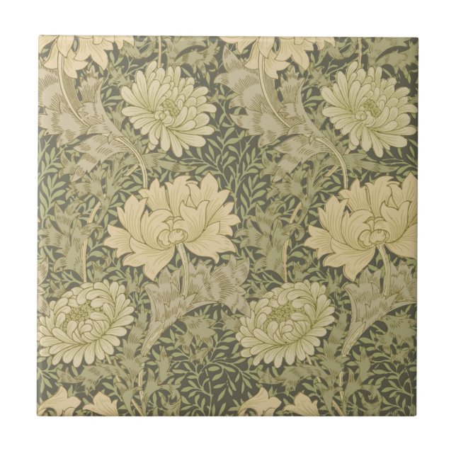 William Morris Chrysanthemum Sage Flower Kakelplatta (Framsidan)