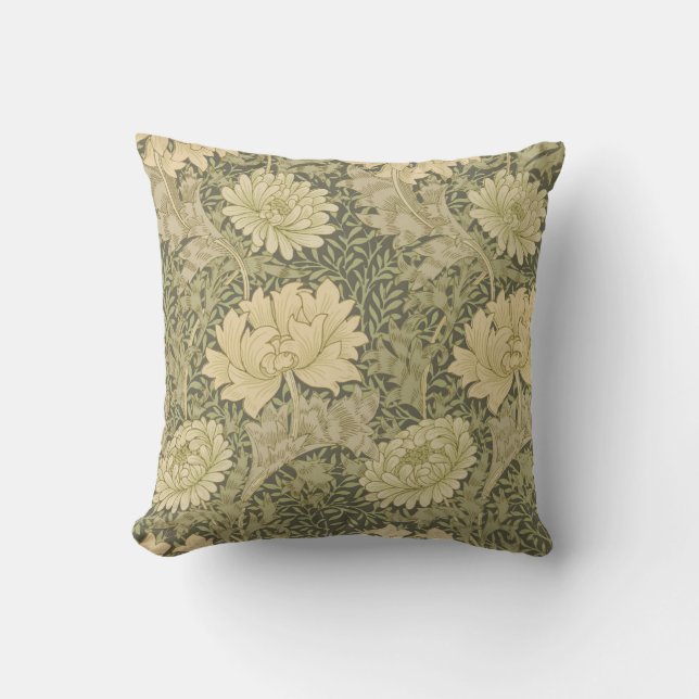 William Morris Chrysanthemum Sage Flower Kudde (Framsida)