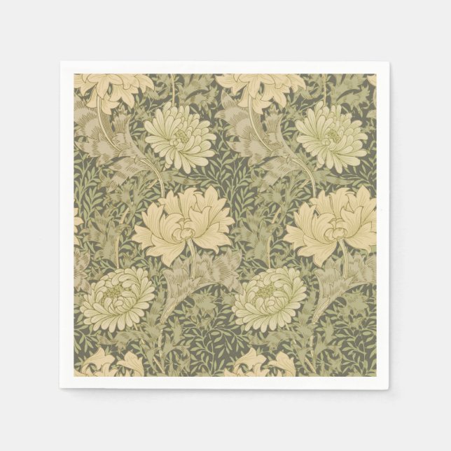 William Morris Chrysanthemum Sage Flower Pappersservett (Framsidan)
