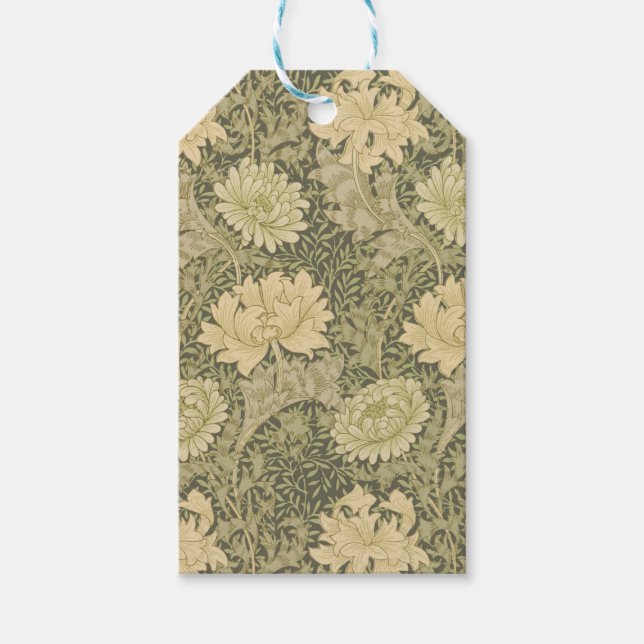 William Morris Chrysanthemum Sage Flower Presentetikett (Framsidan)