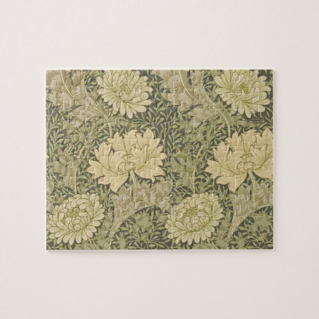 William Morris Chrysanthemum Sage Flower Pussel (Horisontell)