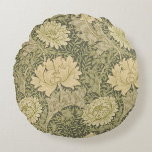 William Morris Chrysanthemum Sage Flower Rund Kudde