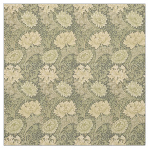 William Morris Chrysanthemum Sage Flower Tyg
