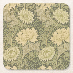 William Morris Chrysanthemum Sage Flower Underlägg Papper Kvadrat