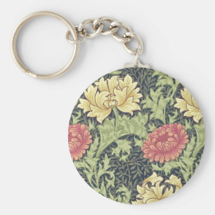 William Morris Chrysanthemum Vintage Blommigt Art Nyckelring