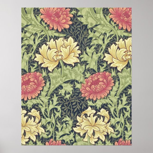 William Morris Chrysanthemum Vintage Blommigt Art Poster (Framsidan)