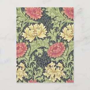 William Morris Chrysanthemum Vintage Blommigt Art Vykort