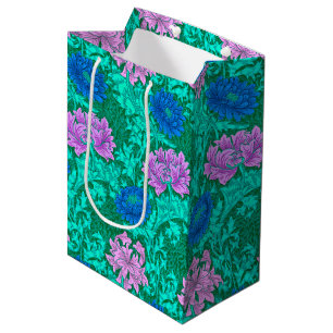 William Morris Chrysanthemums, Aqua and Violet