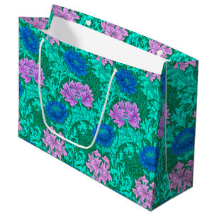 William Morris Chrysanthemums, Aqua and Violet