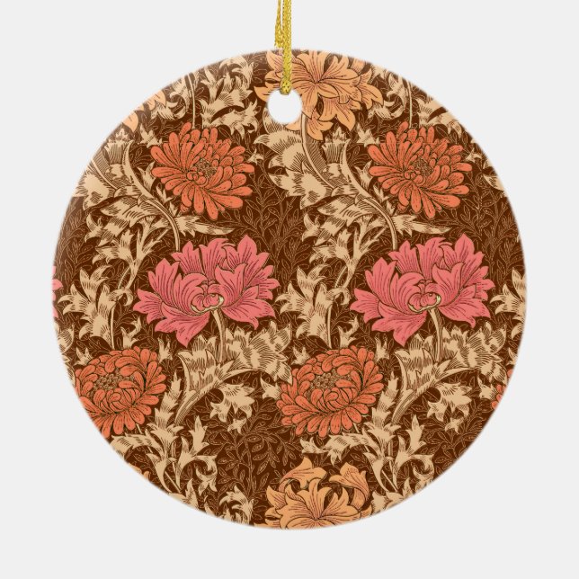 William Morris Chrysanthemums, Brown och Rust Cera Julgransprydnad Keramik (Baksidan)
