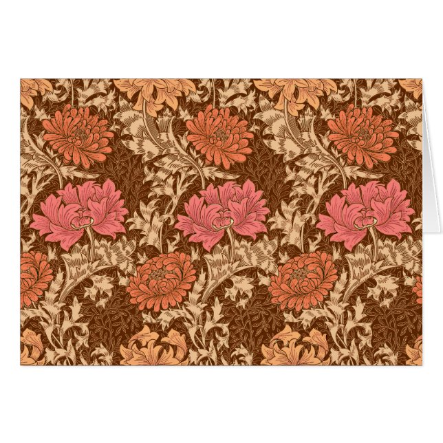 William Morris Chrysanthemums, Brown och Rust OBS Kort (Framsidan Horizontal)