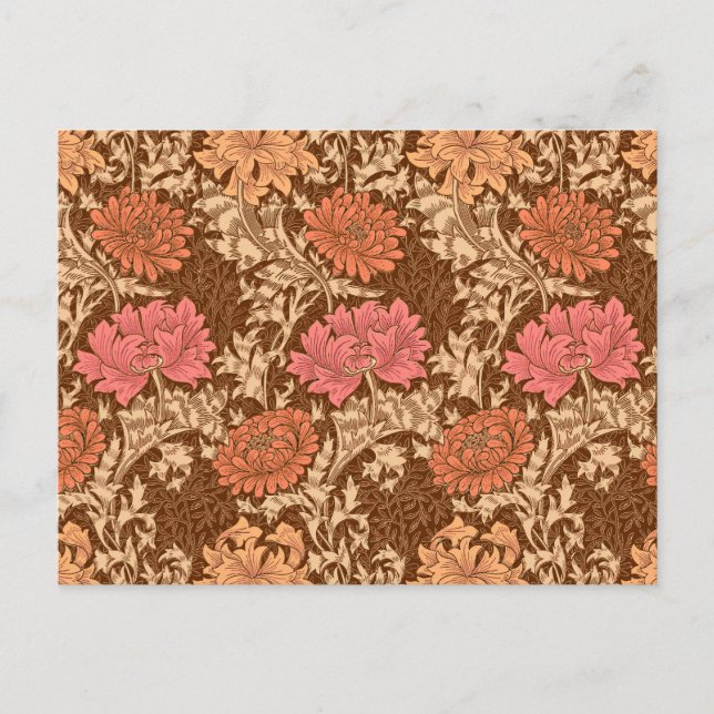 William Morris Chrysanthemums, Brown och Rust Vykort (Framsida)