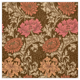 William Morris Chrysanthemums, brunt och rostar Tyg