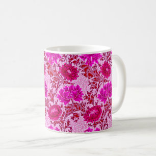 William Morris Chrysanthemums, Burgundy and Rosa C Kaffemugg