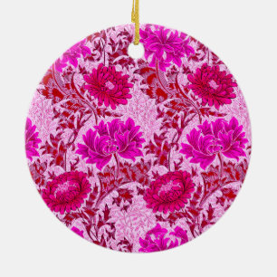 William Morris Chrysanthemums, Burgundy and Rosa Julgransprydnad Keramik