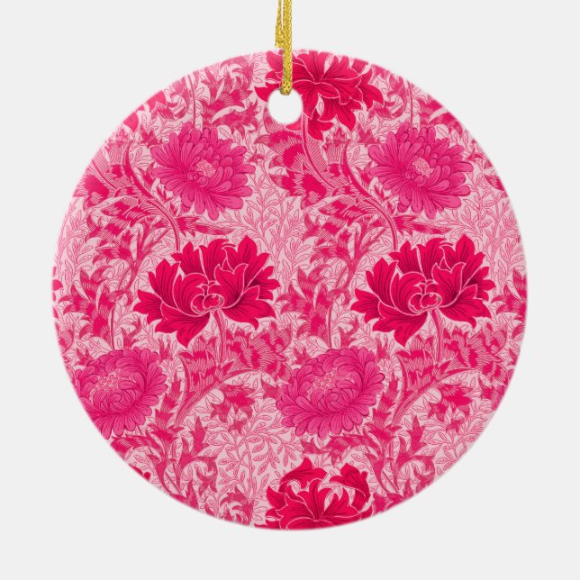 William Morris Chrysanthemums, Fuchsia Rosa Julgransprydnad Keramik (Baksidan)